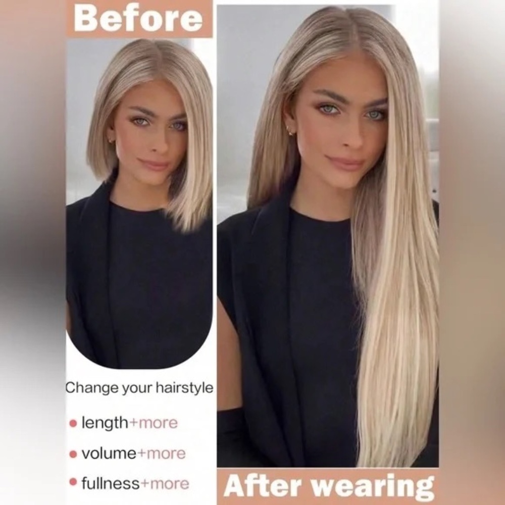 Clip in Hair Extensions Highlight 16 Clip 7 Pcs Light Blonde Straight Long Hair - Picture 2 of 8